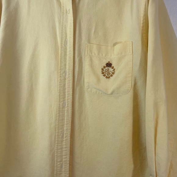 women’s Yellow Button-Up Shirt with Embroidered Crest Ralph Lauren Size 10 - Picture 6 of 13